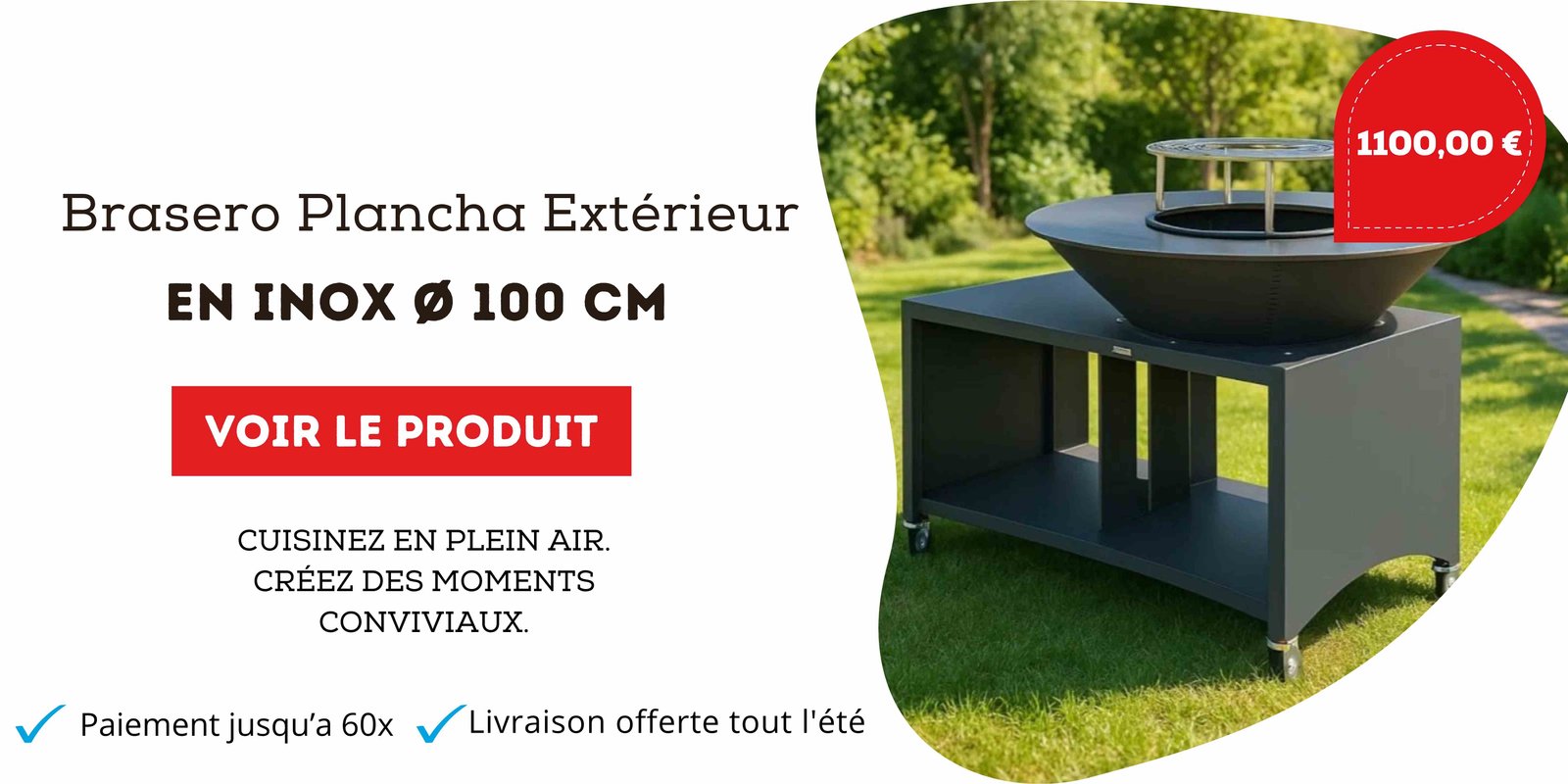 Brasero Brasinox Fiesta Plancha Extérieur 100 cm